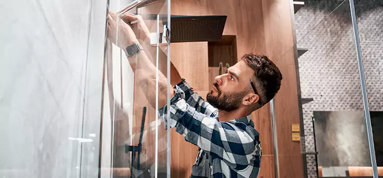 Replace Shower Doors with Frameless Walnut